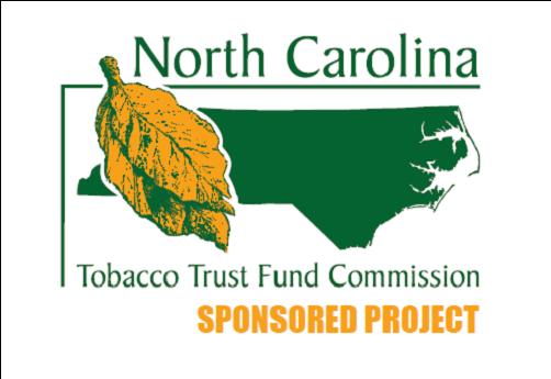 North Carolina Tobacco Trust Fund Commission Sponsored Project. Logo with Green outline of North Caroina and Tobacco leaves